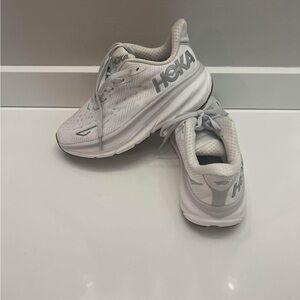 Hoka White and Gray Athletic Shoes